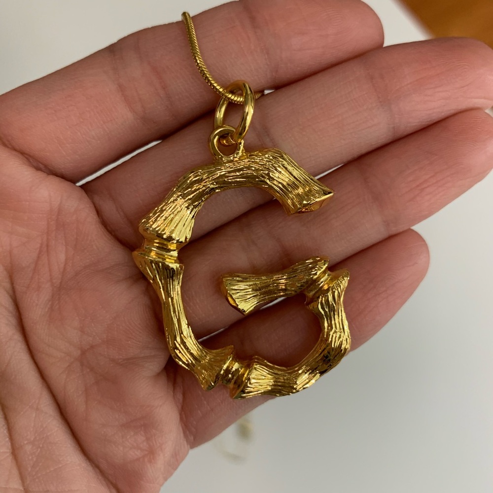 Bamboo Gold Initial Necklace